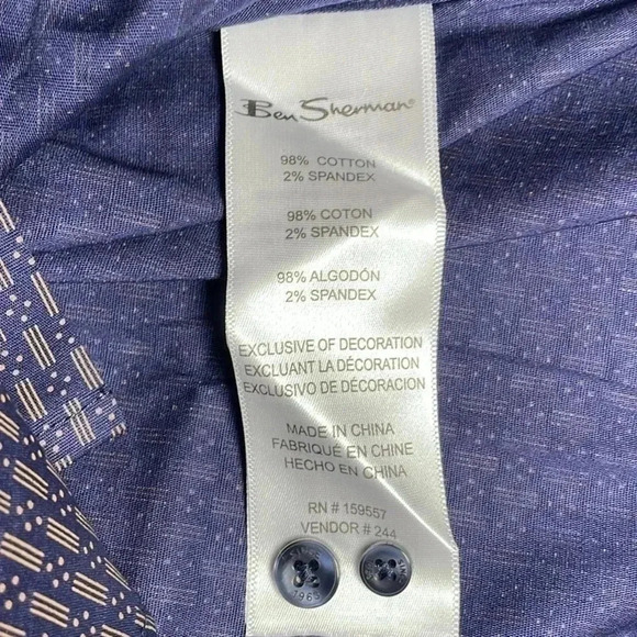 Ben Sherman  navy and brown short sleeve button down shirt sz M - Picture 5 of 5